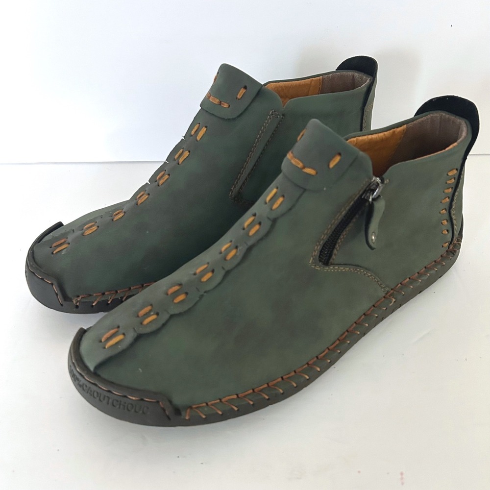 Caoutchouc Leather Ankle Boots Mens 44 Casual Outdoor Moccasins Fashion Blue Zip